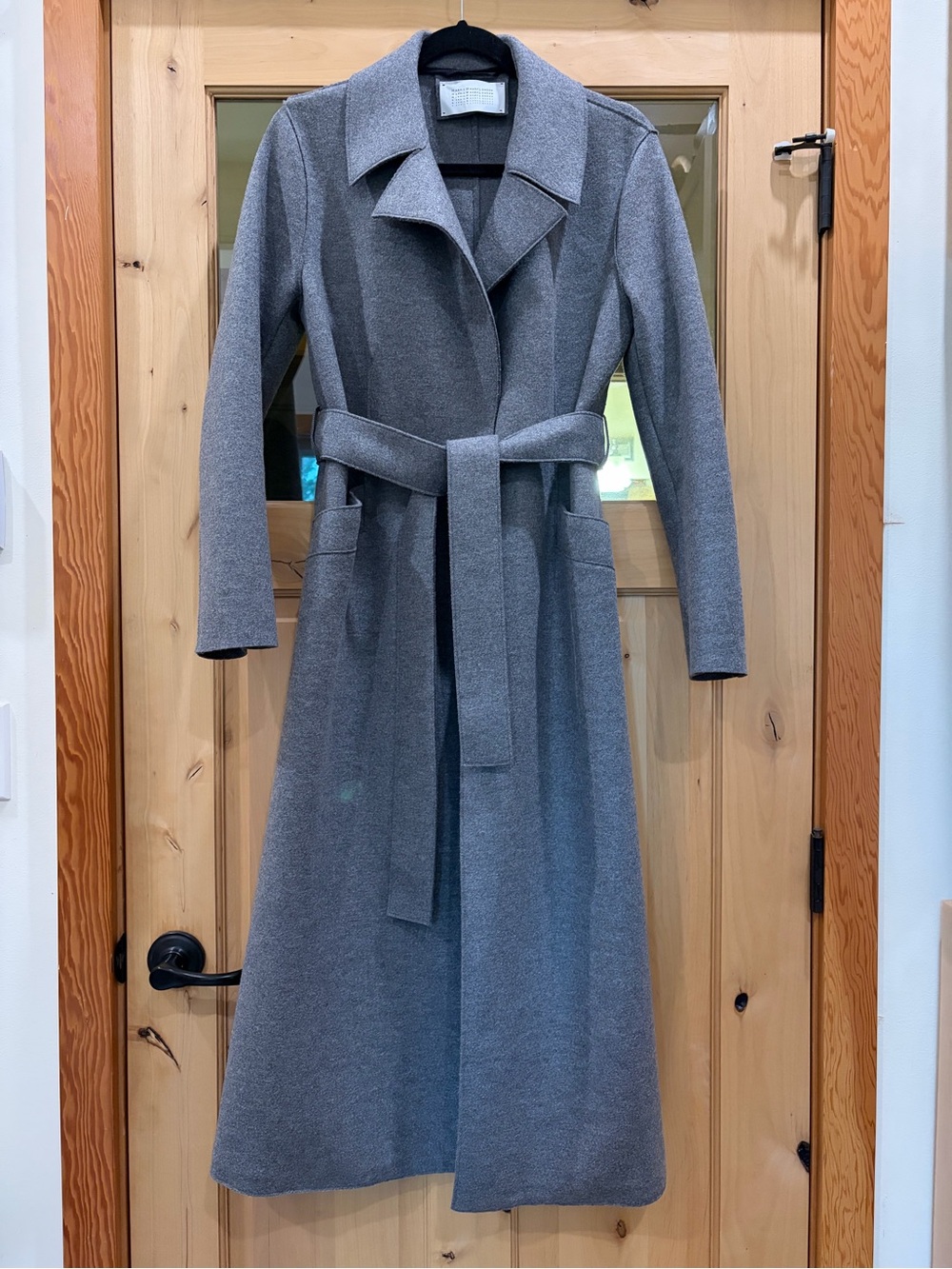 Harris Wharf London Long belted pressed wool coat